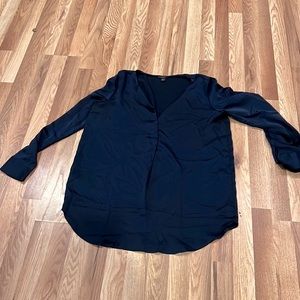 Navy blue satin type Ann Taylor blouse